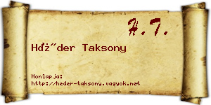 Héder Taksony névjegykártya